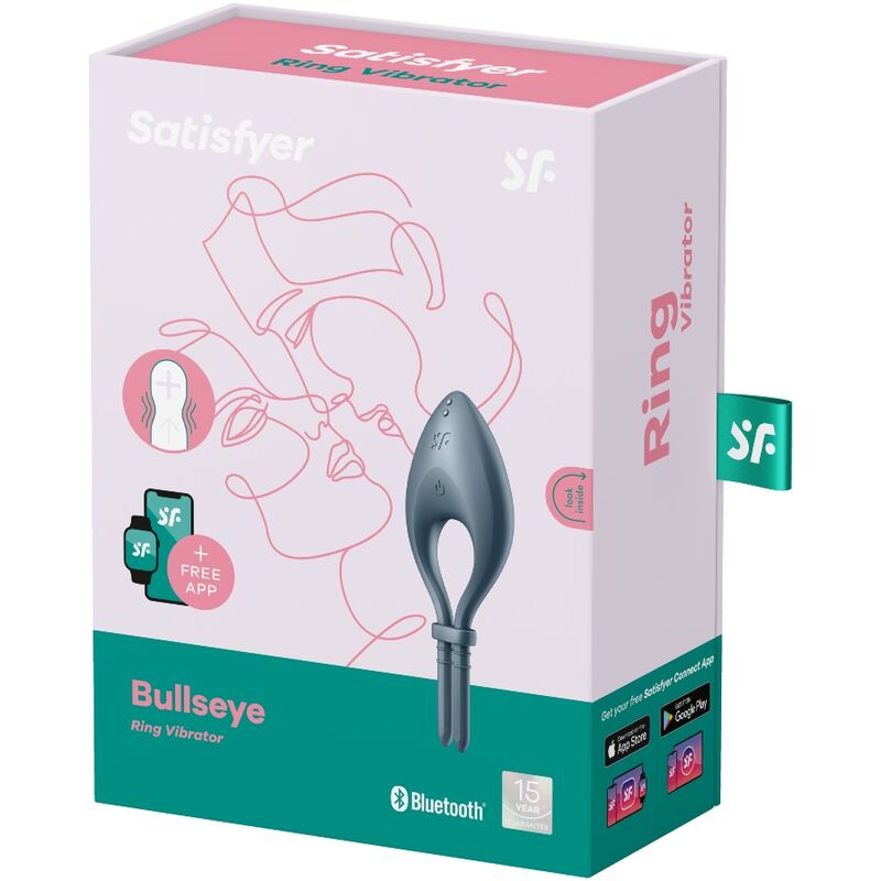 SATISFYER - BULLSEYE RING VIBRATOR APP GRAU für sinnliche Momente allein oder zu zweit