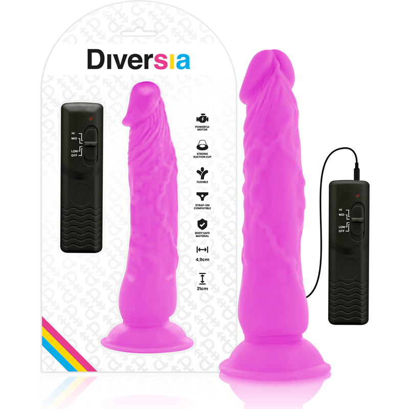 DIVERSIA - FLEXIBLER VIBRIERENDER DILDO LILA 21 CM -O- 4.9 CM – Dildo Bild 1