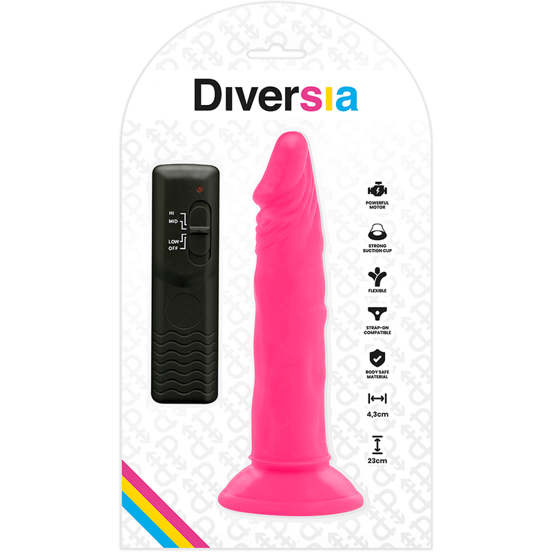 DIVERSIA - FLEXIBLER DILDO MIT VIBRATION ROSA 23 CM -O- 4.3 CM – Dildo Bild 13