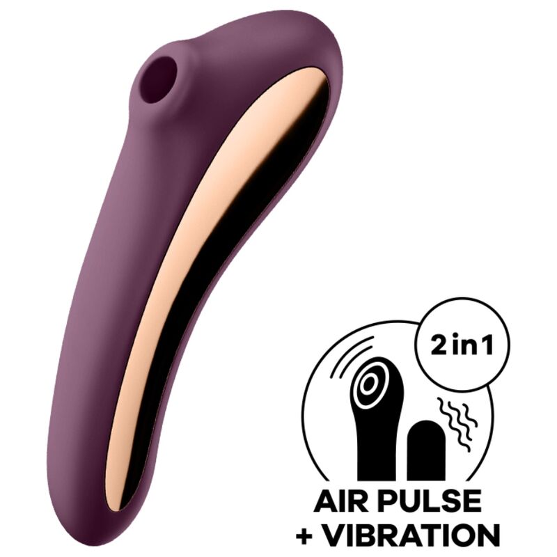 SATISFYER - DUAL KISS AIR PULSE VIBRATOR WEINROT Produktansicht und Details