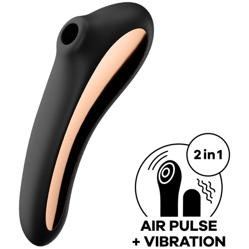 SATISFYER - DUAL KISS AIR PULSE VIBRATOR SCHWARZ Produktansicht und Details