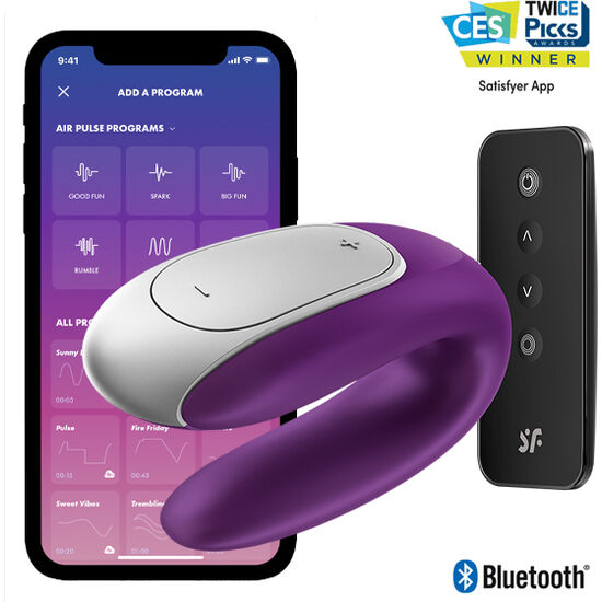 SATISFYER - DOUBLE FUN PARTNER VIBRATOR LILA – Klitorisstimulator Bild 1