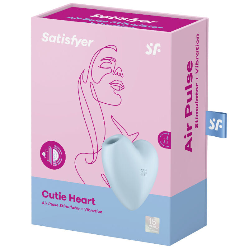 SATISFYER - CUTIE HEART AIR PULSE STIMULATOR & VIBRATOR BLAU Produktansicht und Details