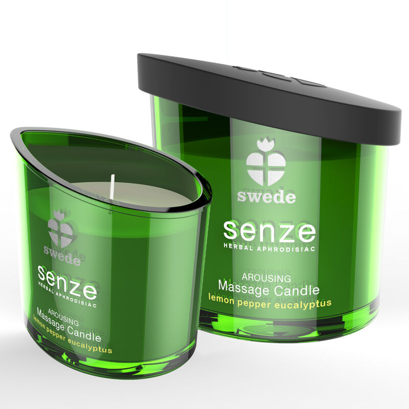 Swede Senze Erweckende Massagekerze – Zitrone, Pfeffer & Eukalyptus, Sinnlich & Belebend Produktansicht und Details