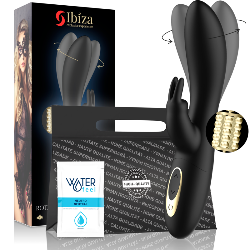IBIZA Perlenrotator mit Kaninchen – 2 Motoren, USB, 12 Frequenzen, wasserdicht – Erotik-Zubehör Bild 2