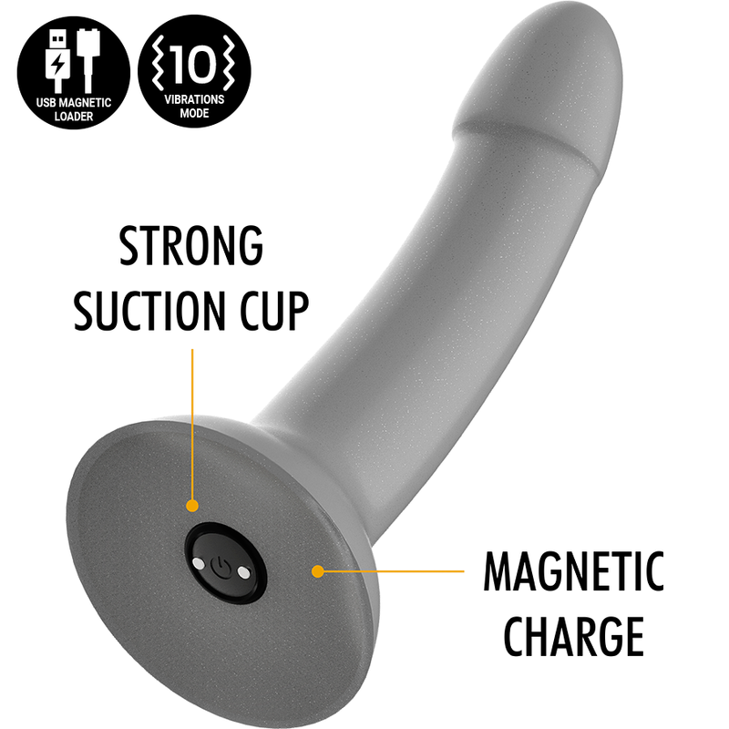 Mythology Rune Majestätische Dildo S – Superstarke Vibration, Watchme-kompatibel, USB, Silber – Dildo Bild 4