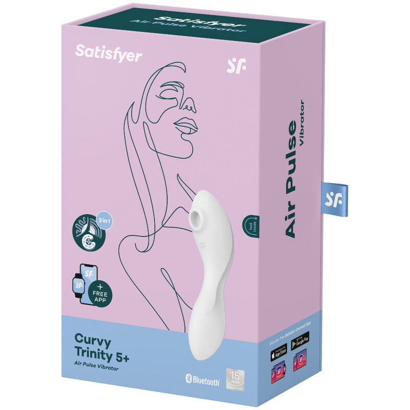 SATISFYER - CURVY TRINITY 5 AIR PULSE STIMULATOR & VIBRATOR APP WEISS für intensive Stimulation und Self-Love