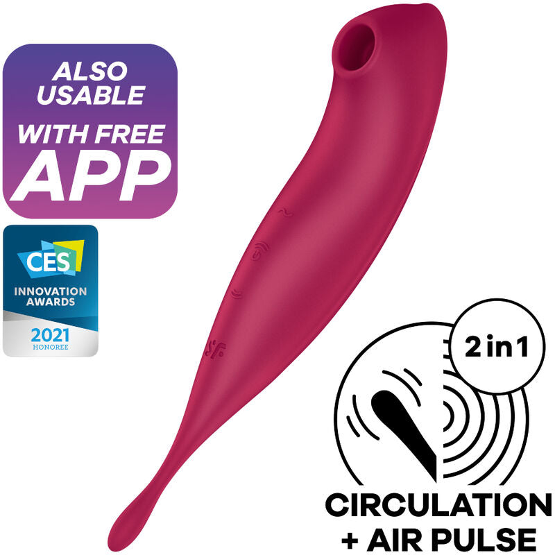 SATISFYER - TWIRLING PRO+ AIR PULSE STIMULATOR & VIBRATOR APP ROT Klitorisstimulator diskret online kaufen
