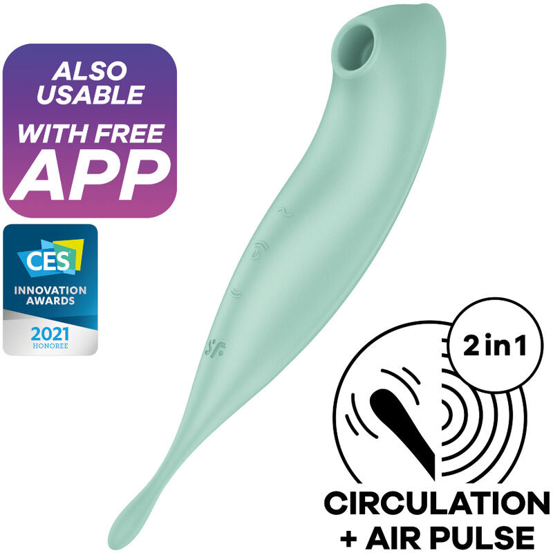 SATISFYER - TWIRLING PRO+ AIR PULSE STIMULATOR & VIBRATOR APP GRÜN Klitorisstimulator diskret online kaufen