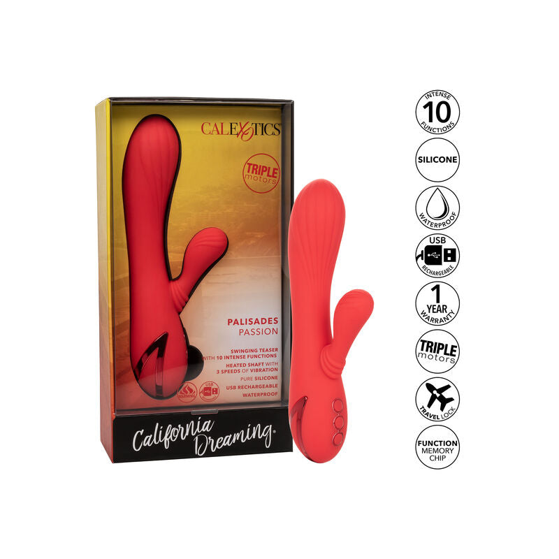 CalExotics Palisades Passion – Beheizter Rabbit Vibrator, Rot, 3 Geschwindigkeiten, 10 Vibrationsmodi – Rabbit Vibrator Bild 8