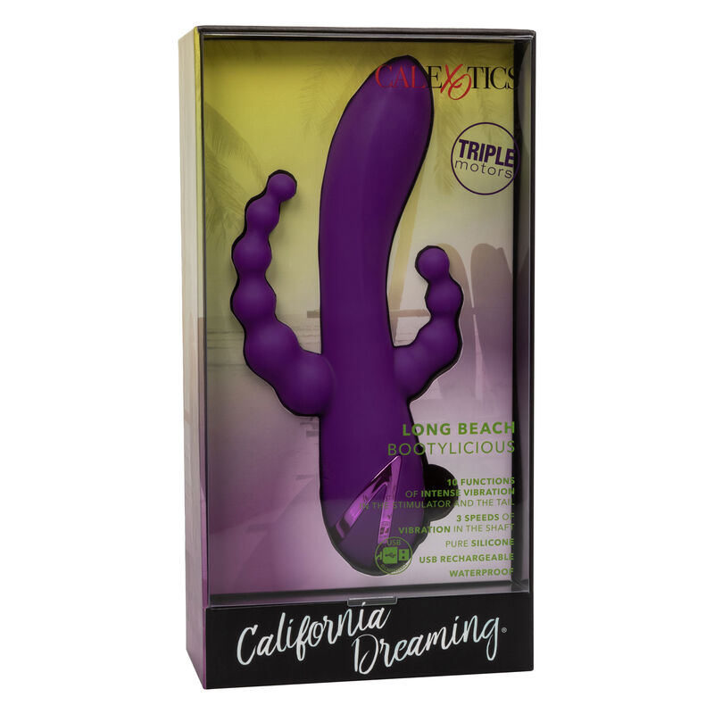 CALEXOTICS Long Beach Bootylicious Vibrator Lila – Dreifach-Massagegerät mit 10 Vibrationsmodi – Vibrator Bild 4