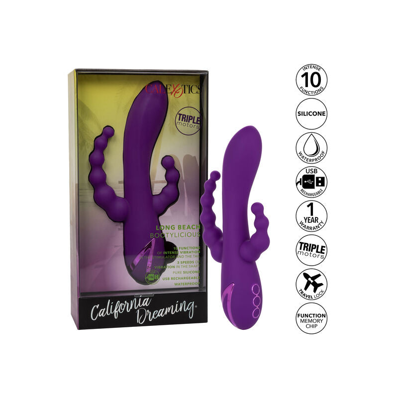 CALEXOTICS Long Beach Bootylicious Vibrator Lila – Dreifach-Massagegerät mit 10 Vibrationsmodi – Vibrator Bild 10