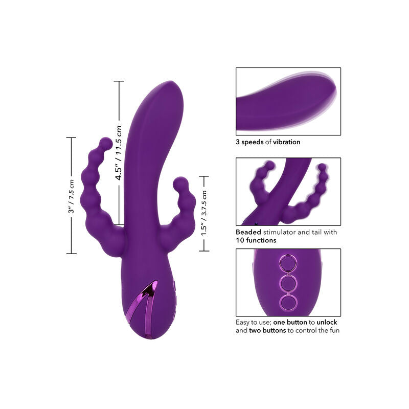 CALEXOTICS Long Beach Bootylicious Vibrator Lila – Dreifach-Massagegerät mit 10 Vibrationsmodi – Vibrator Bild 14