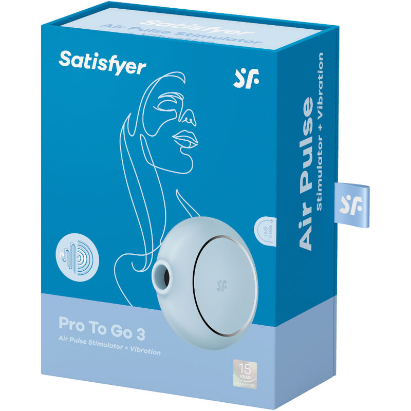 SATISFYER - PRO TO GO 3 DOPPELTER LUFTPULSSTIMULATOR & VIBRATOR BLAU für sinnliche Momente allein oder zu zweit