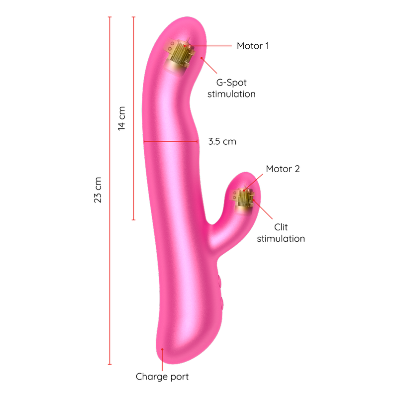 ONINDER Oslo Rabbit Vibrator – Rosa, App-steuerbar, Doppelvibration, IPX7 – Rabbit Vibrator Bild 5