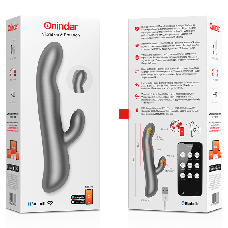 ONINDER Oslo Rabbit Vibrator – App-steuerbar, Doppelvibration, IPX7, schwarz – Rabbit Vibrator Bild 13