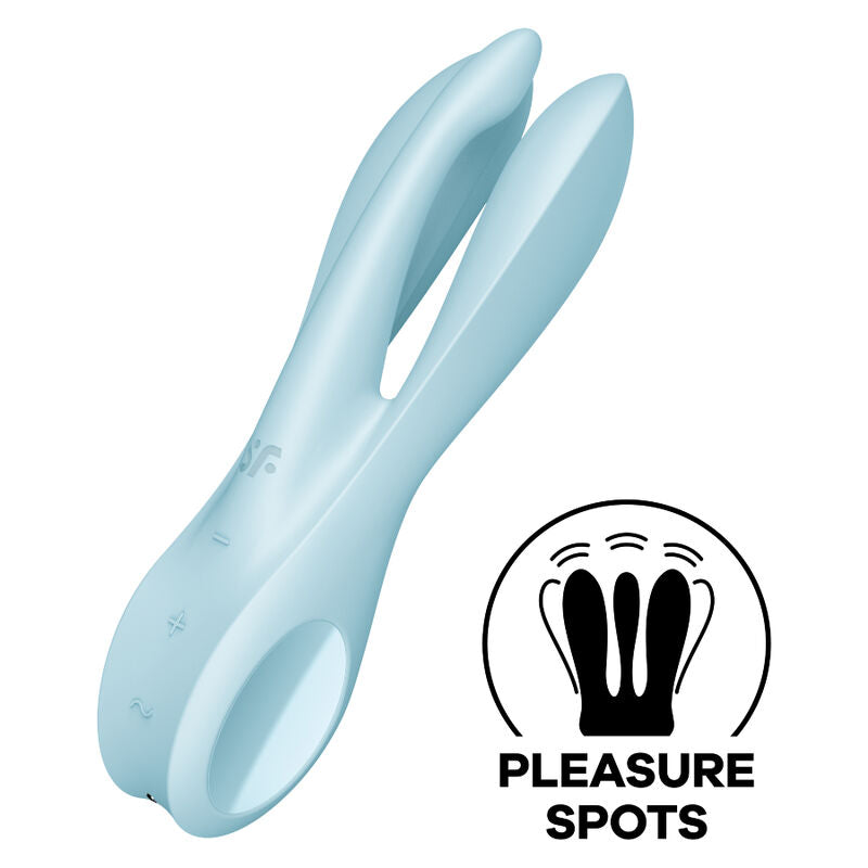 SATISFYER Threesome 1 Vibrator Blau – 12 Vibrationsprogramme & 3 Power-Motoren | Secret Pulse hochwertiges Sextoy bei Secret Pulse
