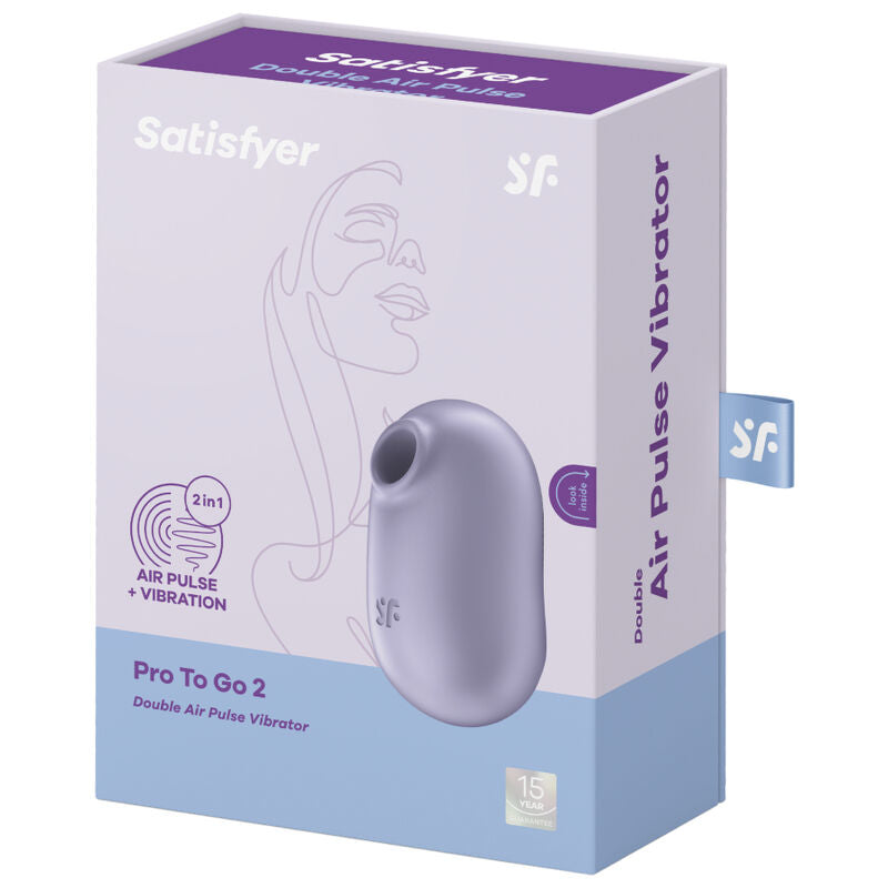 SATISFYER - PRO TO GO 2 DOPPELTER LUFTPULSSTIMULATOR & VIBRATOR VIOLETT hochwertiges Sextoy bei Secret Pulse