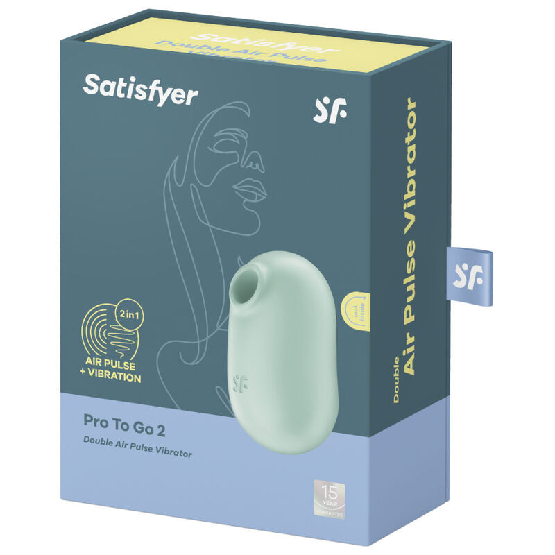 SATISFYER - PRO TO GO 2 DOPPELTER LUFTPULSSTIMULATOR & VIBRATOR GRÜN hochwertiges Sextoy bei Secret Pulse