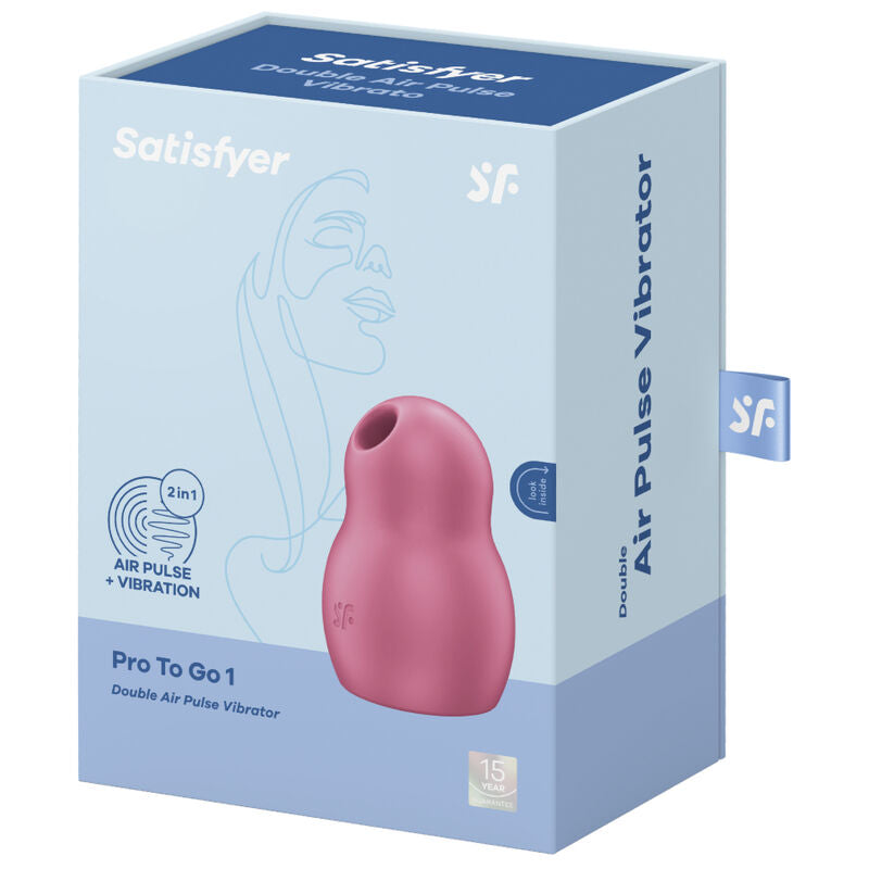 SATISFYER - PRO TO GO 1 DOPPELTER LUFTPULSSTIMULATOR & VIBRATOR ROT Produktansicht und Details