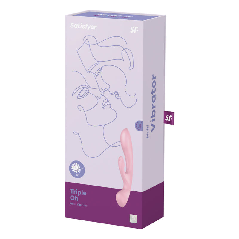 SATISFYER - TRIPLE OH HYBRID VIBRATION ROSA Produktansicht und Details