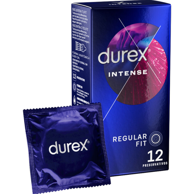 Durex Intense Orgasmic Kondome 12er Pack – Noppen & Rippen mit Stimulierungsgel Kondome diskret online kaufen
