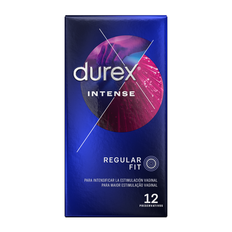 Durex Intense Orgasmic Kondome 12er Pack – Noppen & Rippen mit Stimulierungsgel für Schutz und angenehmes Gefühl