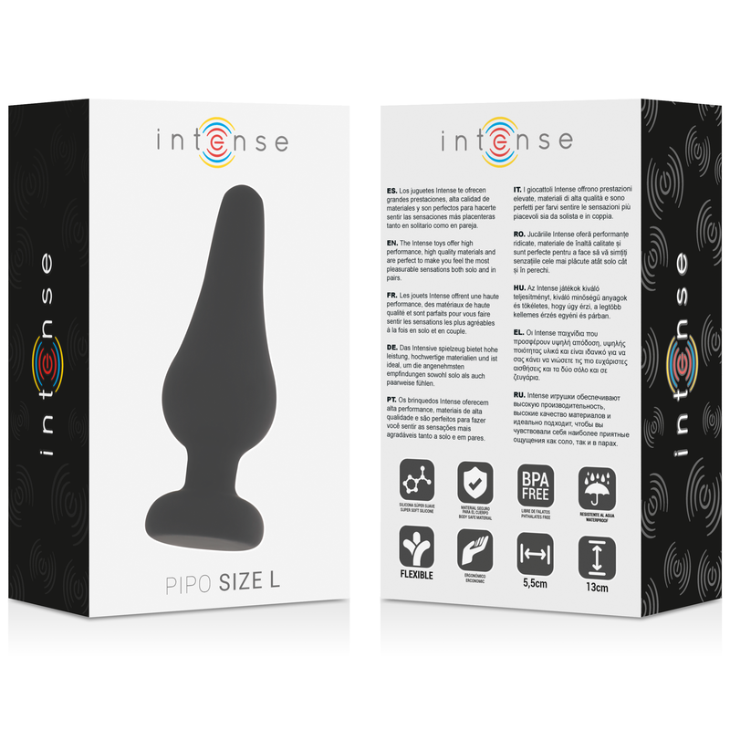INTENSE - ANALPLUG PIPO L SCHWARZES SILIKON 13 CM für sinnliche und diskrete Momente