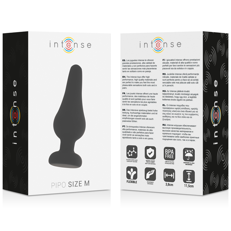 INTENSE - ANALPLUG PIPO M SCHWARZES SILIKON 11 CM für sinnliche und diskrete Momente