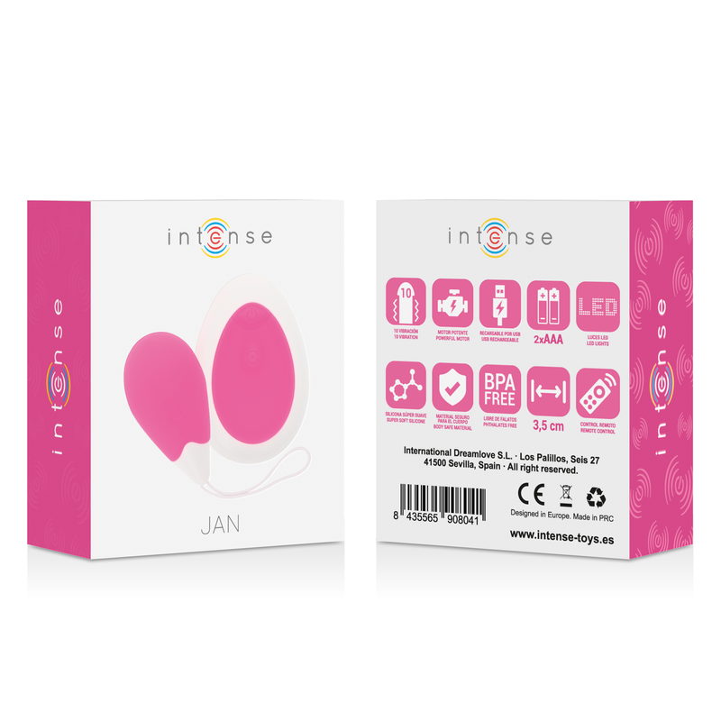 INTENSE - JAN EGG VIBRATOR FERNBEDIENUNG ROSA Produktansicht und Details