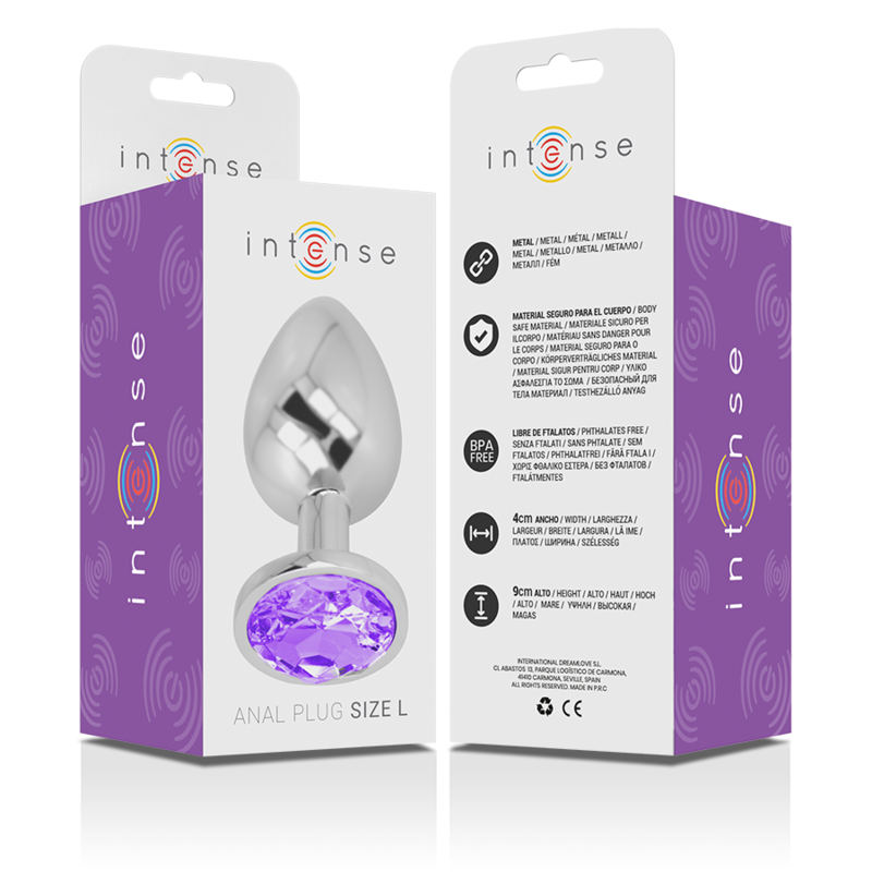 INTENSE - ANALPLUG AUS ALUMINIUMMETALL MIT VIOLETTEM KRISTALL, GRÖSSE L – Analplug Bild 12