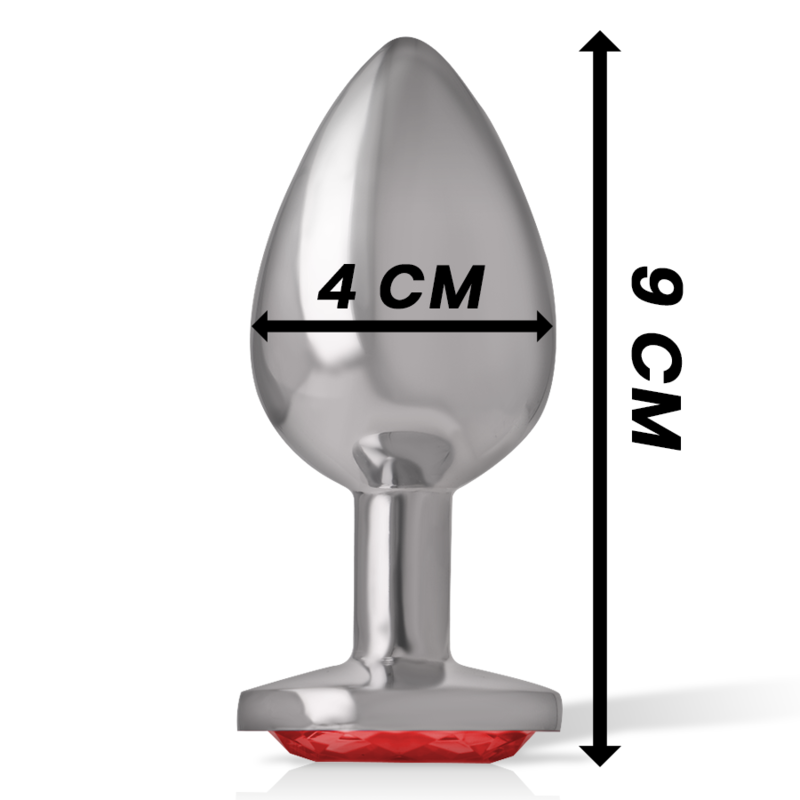 INTENSE - ANALPLUG AUS ALUMINIUMMETALL MIT ROTEM KRISTALL, GRÖSSE L – Analplug Bild 8