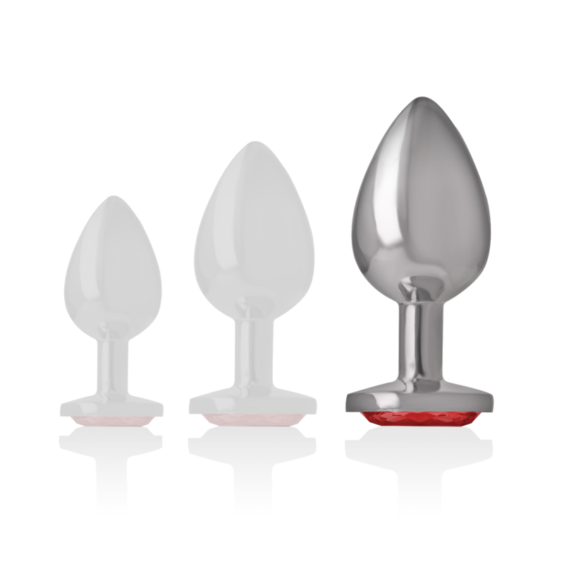INTENSE - ANALPLUG AUS ALUMINIUMMETALL MIT ROTEM KRISTALL, GRÖSSE L – Analplug Bild 9