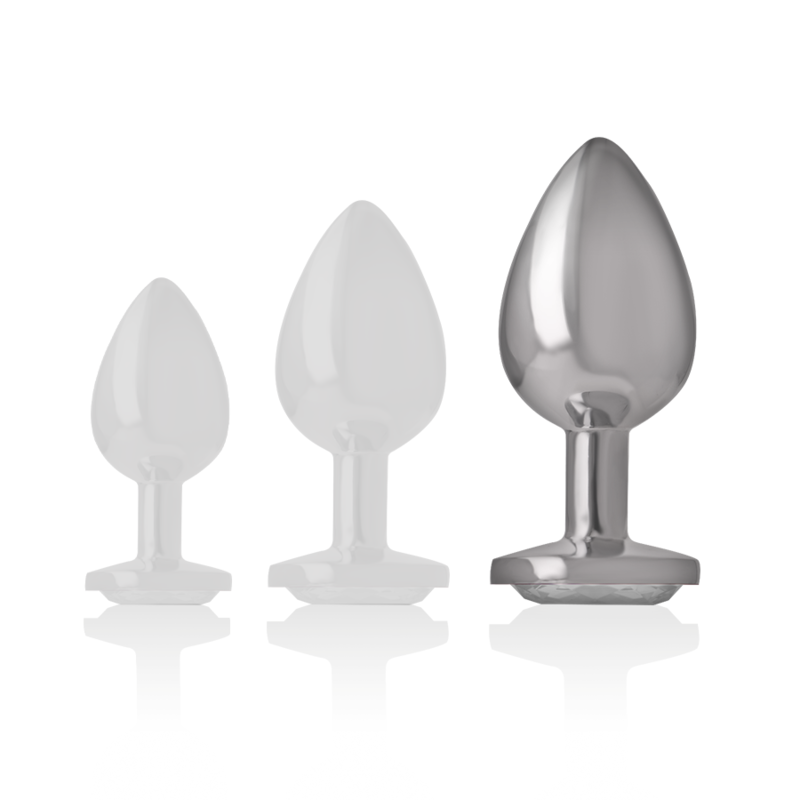 INTENSE - ANALPLUG AUS ALUMINIU MMETALL MIT SILBERNEM KRISTALL, GRÖSSE L Produktansicht und Details