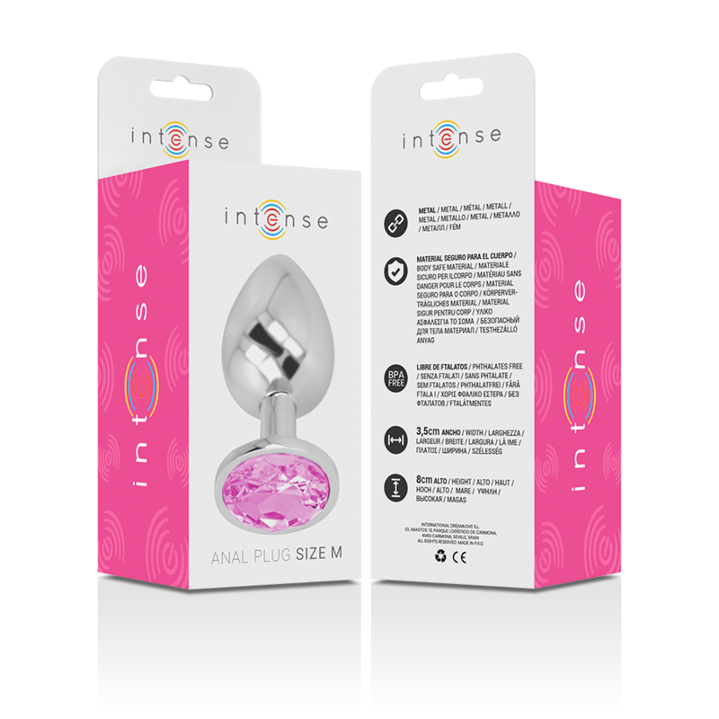 INTENSE - ANALPLUG AUS ALUMINIUMMETALL MIT ROSA KRISTALL, GRÖSSE M – Analplug Bild 12