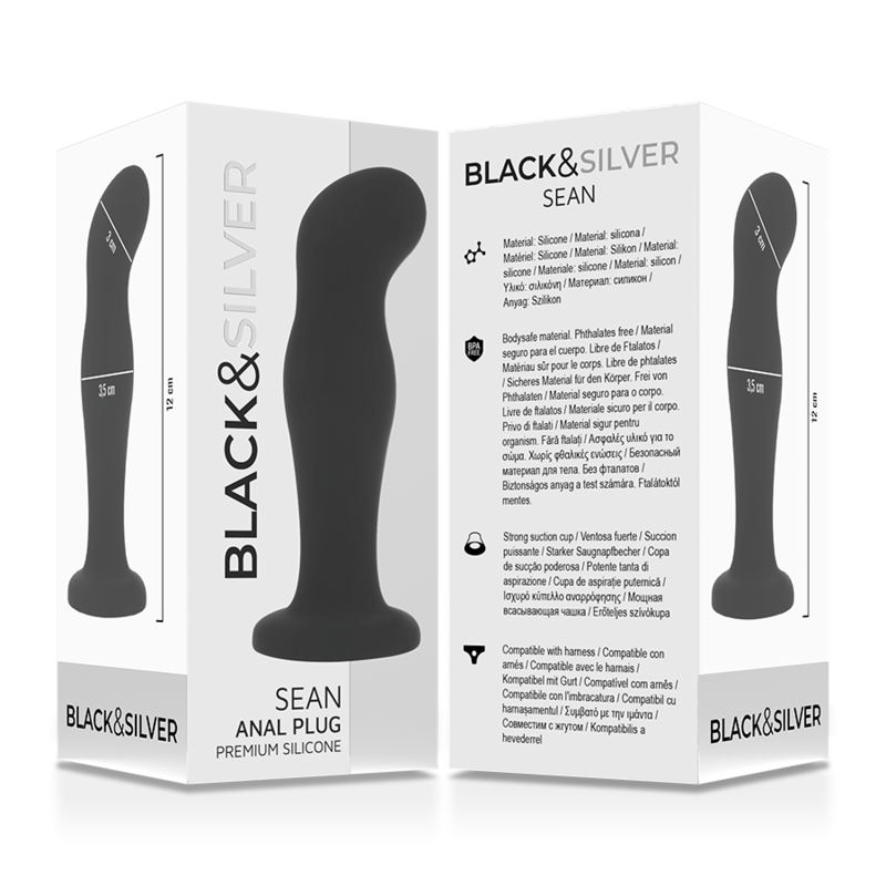 BLACK&SILVER - SEAN PLUG ANAL PREMIUM SILIKON SCHWARZ – Analplug Bild 12