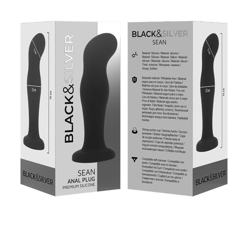 BLACK&SILVER - SEAN PLUG ANAL PREMIUM SILIKON SCHWARZ – Analplug Bild 10