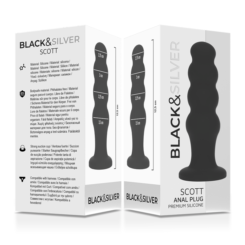 BLACK&SILVER - SCOTT PREMIUM SILIKON ANALPLUG SCHWARZ – Analplug Bild 10