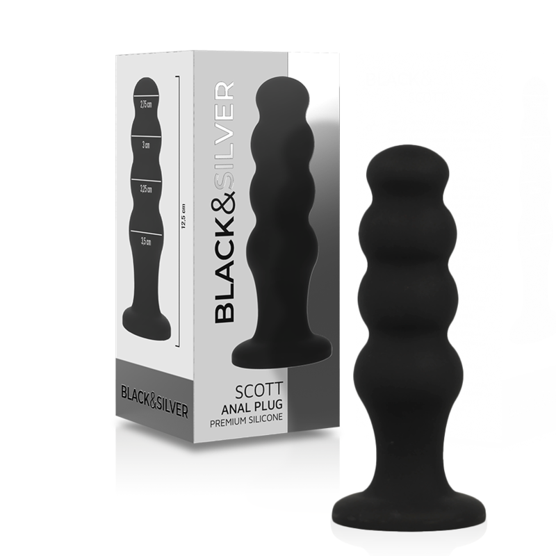 BLACK&SILVER - SCOTT PREMIUM SILIKON ANALPLUG SCHWARZ – Analplug Bild 2