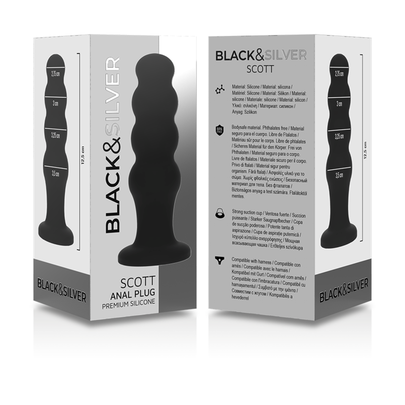 BLACK&SILVER - SCOTT PREMIUM SILIKON ANALPLUG SCHWARZ – Analplug Bild 11