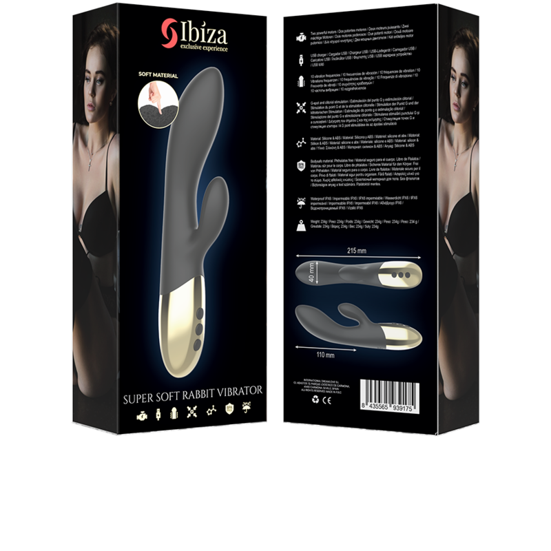 IBIZA Superweicher Kaninchenvibrator – 2 Motoren, 10 Vibrationsmodi, USB, IPX6, Silikon – Vibrator Bild 18