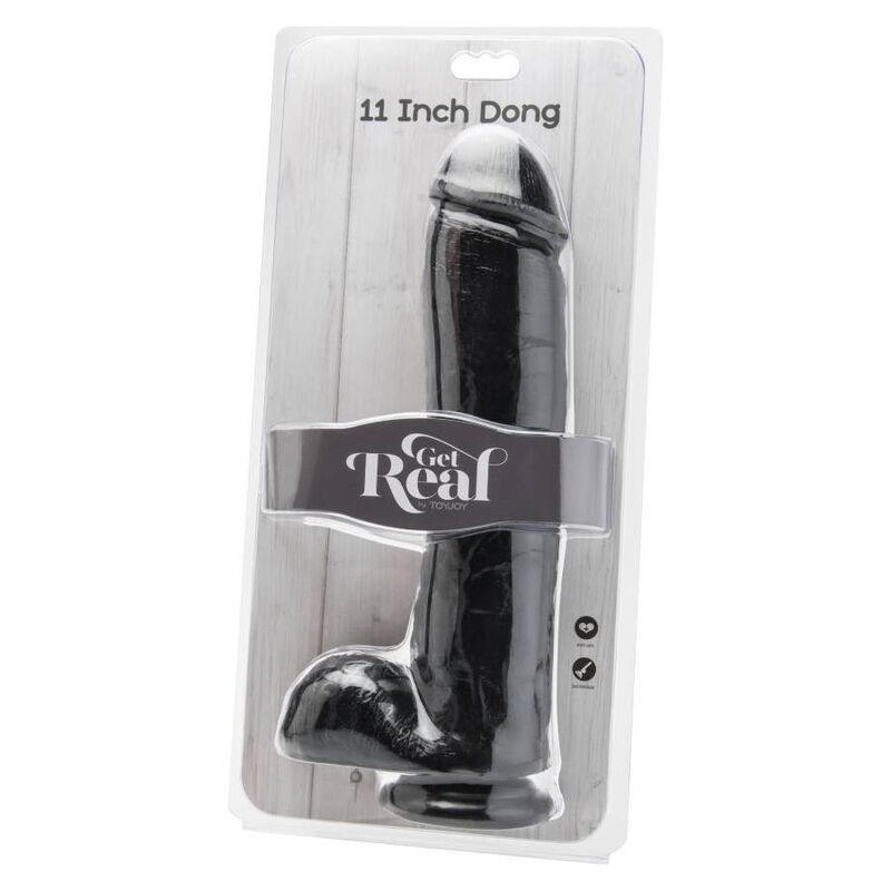 GET REAL - DILDO 28 CM MIT SCHWARZEN EIEREN bei Secret Pulse im Erotikshop