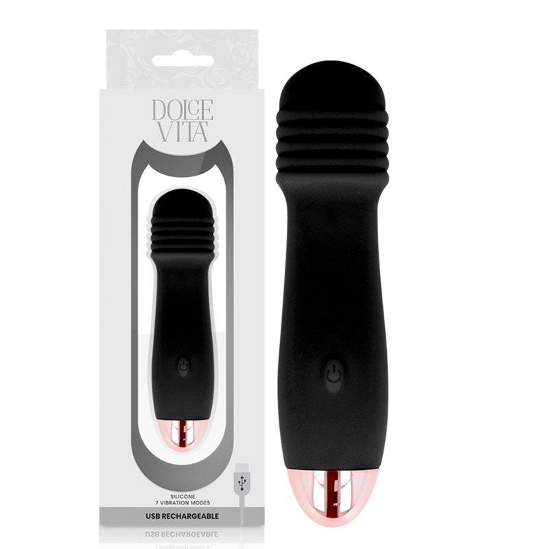 DOLCE VITA - AUFLADBARER VIBRATOR DREI SCHWARZ 7 GESCHWINDIGKEIT Vibrator diskret online kaufen