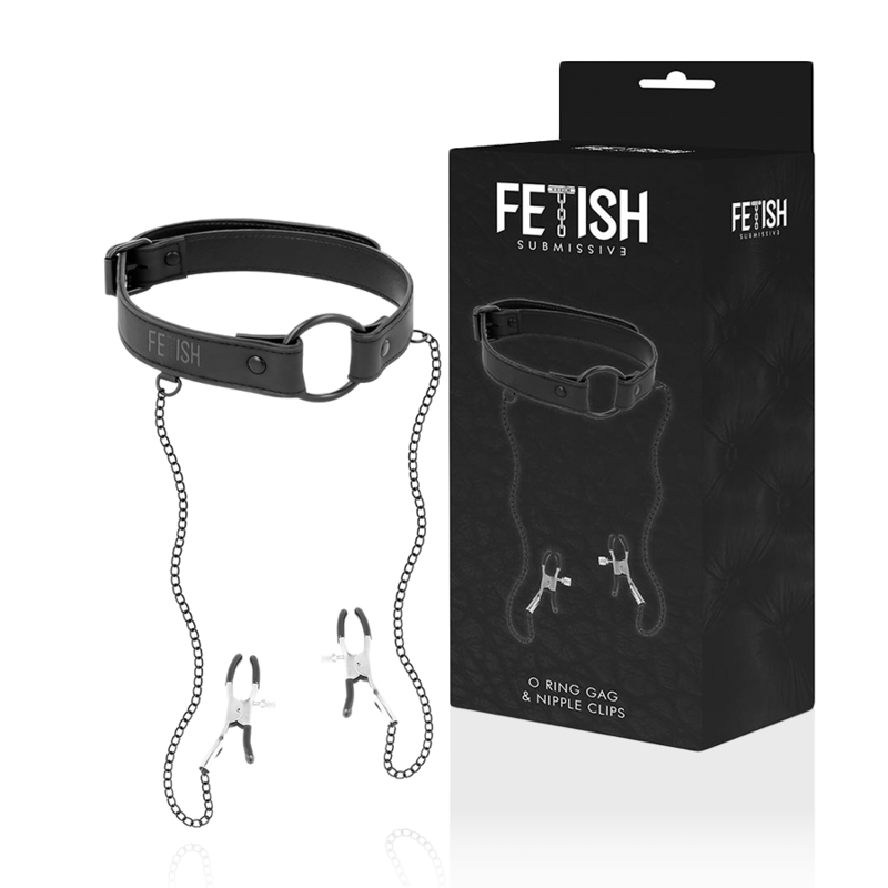 FETISH SUBMISSIVE - KNEBELRING MIT NIPPELKLEMMEN Produktansicht und Details