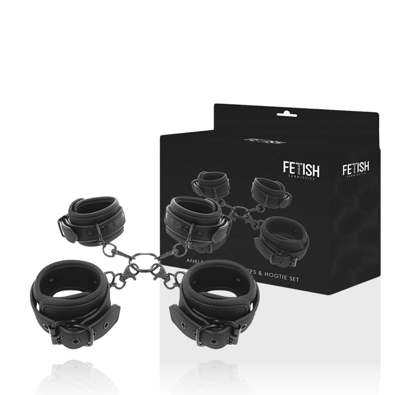 FETISH SUBMISSIVE - HAND- UND KNÖCHEL-HANDSCHELLEN-SET MIT NOPRENE-FUTTER Detailansicht bei Secret Pulse