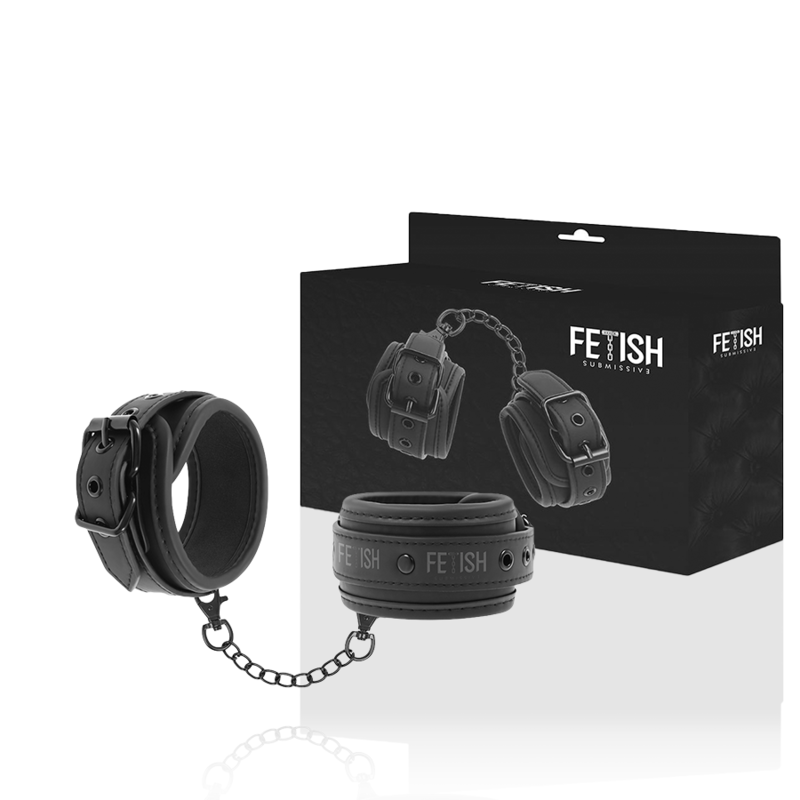 FETISH SUBMISSIVE - HANDSCHELLEN AUS VEGANEM LEDER MIT NOPRENE-FUTTER Produktansicht und Details