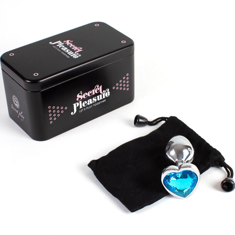SECRETPLAY - BUTT PLUG AUS METALL, BLAUES HERZ, KLEINE GRÖSSE 7 CM Produktansicht und Details