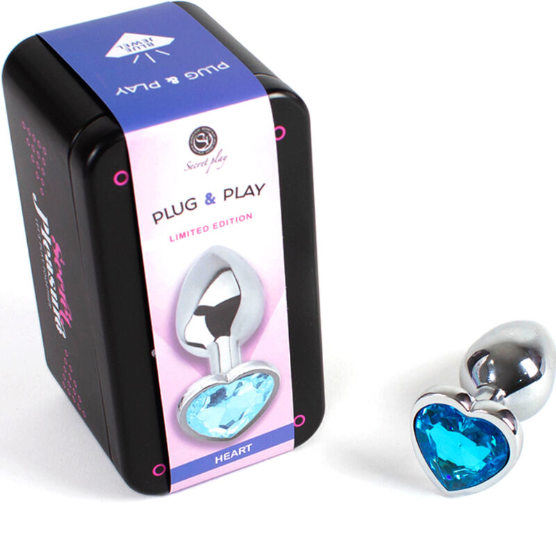 SECRETPLAY - BUTT PLUG AUS METALL, BLAUES HERZ, KLEINE GRÖSSE 7 CM für sinnliche und diskrete Momente