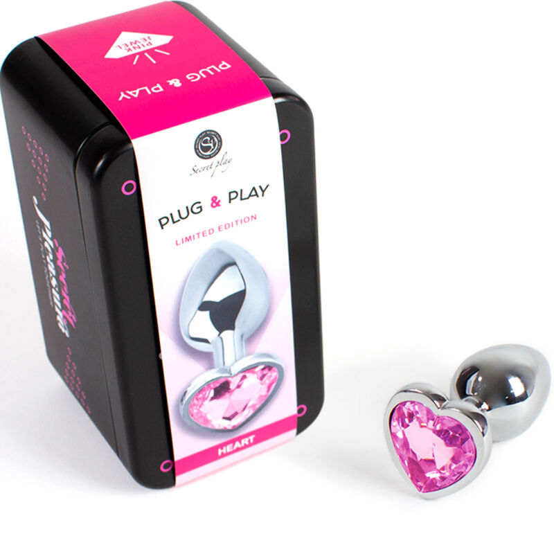 SECRETPLAY - BUTT PLUG AUS METALL FUCHSIA HERZ KLEINE GRÖSSE 7 CM für sinnliche und diskrete Momente