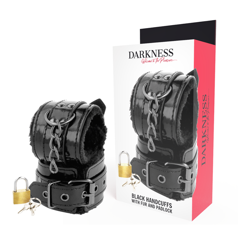 DARKNESS - SCHWARZE, VERSTELLBARE LEDERHANDSCHELLEN MIT VORHNGESCHLOSS Bondage-Fessel diskret online kaufen